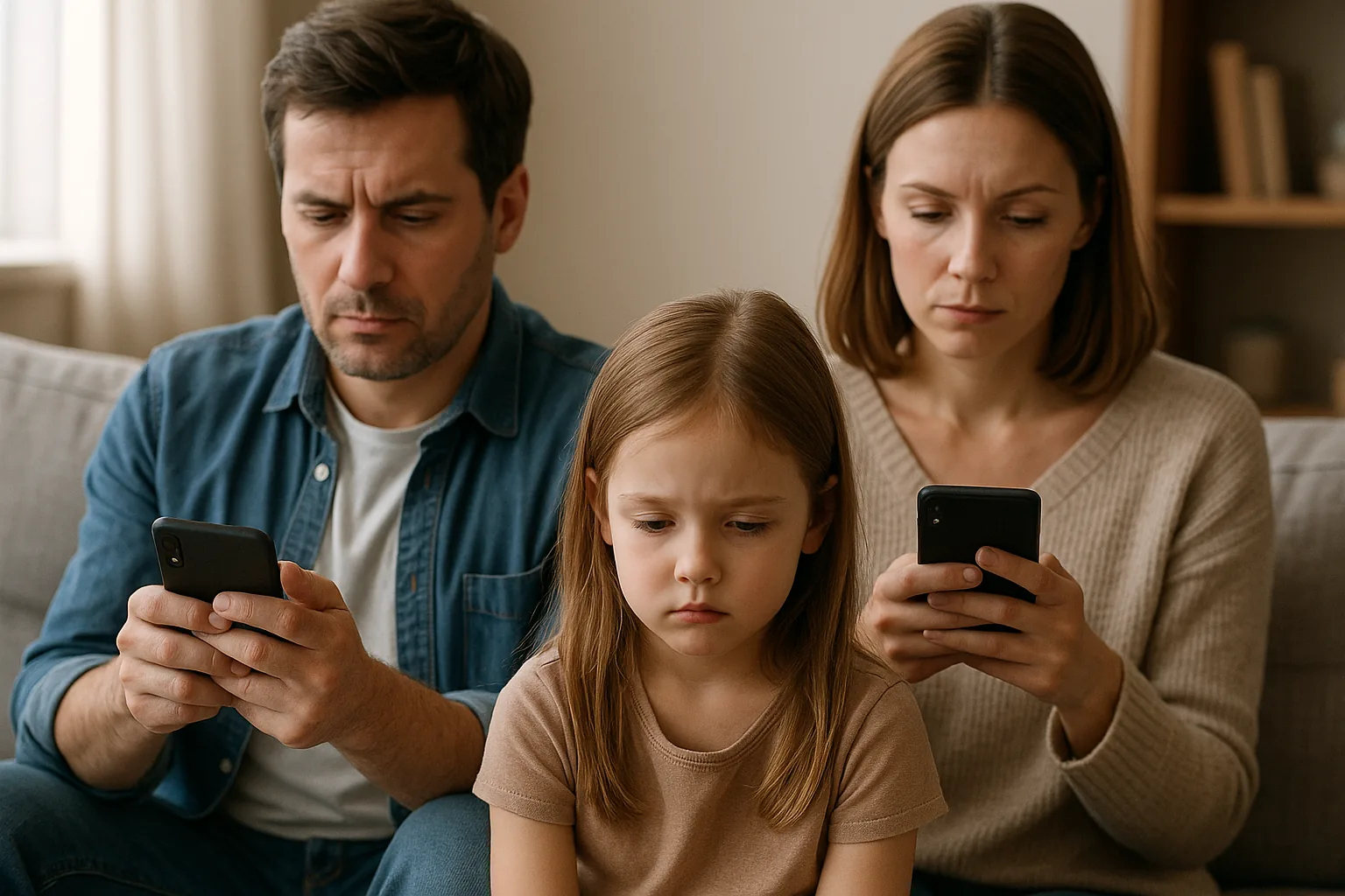 Genitori con lo smartphone in mano: come i dispositivi dei genitori influenzano l'equilibrio emotivo dei figli